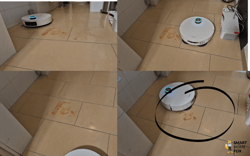 Das Wischtest-Ergebnis des Dreame X50 Ultra aus dem Extremtest ist zu sehen.